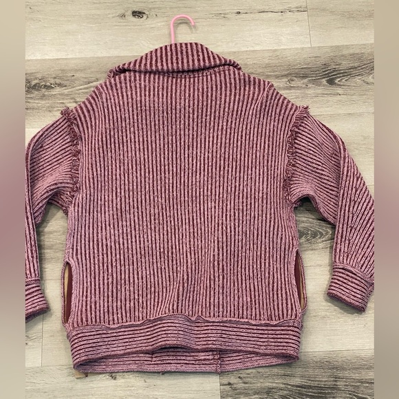 FREE PEOPLE Fringe Cardigan Sweater Women’s Size:Medium Color: Maroon/Pink EUC - Picture 2 of 7